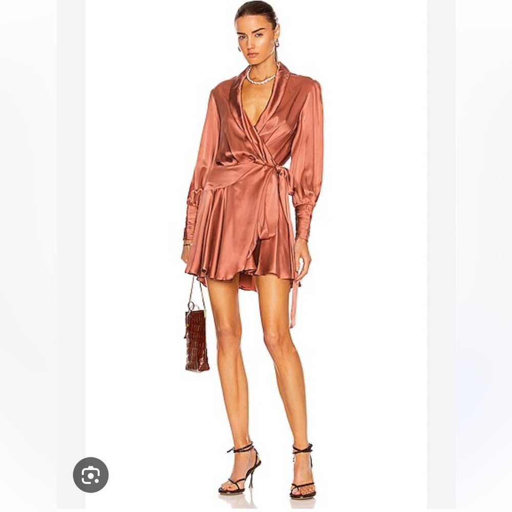 Zimmerman long sleeve silk wrap mini dress